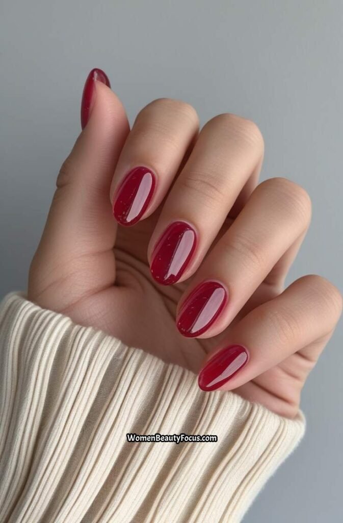 5. Short Round Red Glass Nails