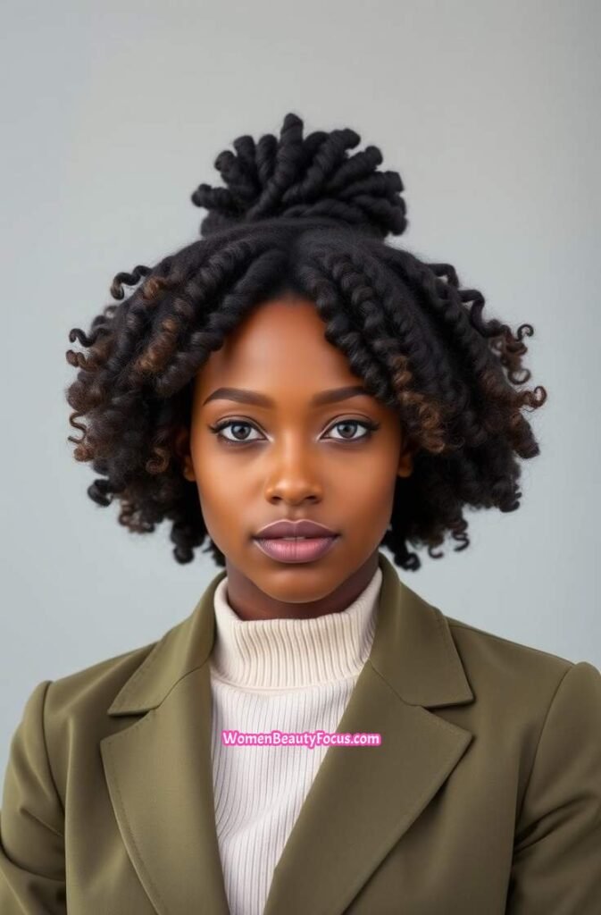 5. Shoulder Length Bantu Knot Out Front View