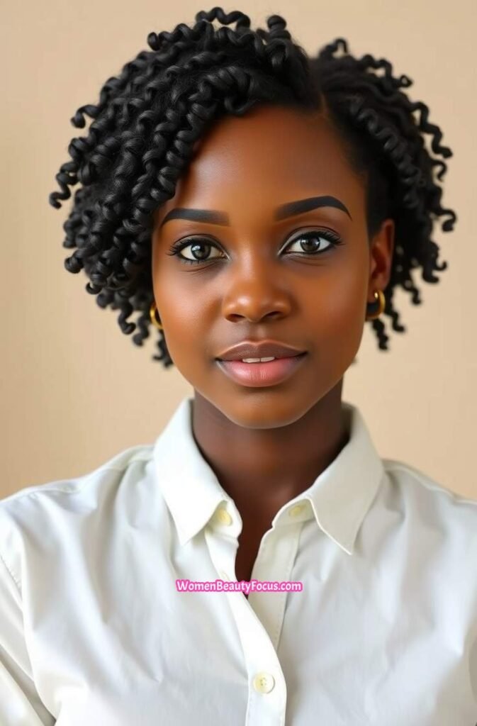5. Shoulder Length Coil Out with Middle Part Front View