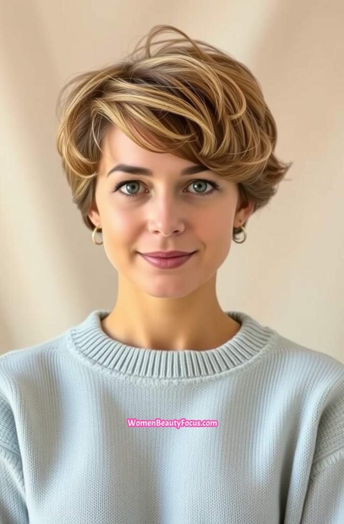 5. Soft Curled Pixie with Layers Front View