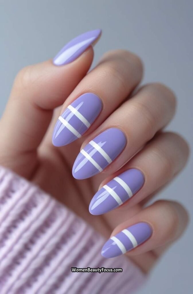5. Soft Lavender Nails with Minimalist Stripes