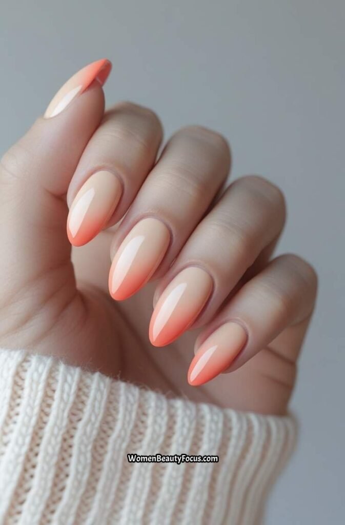 5. Soft Peach Ombre Nails