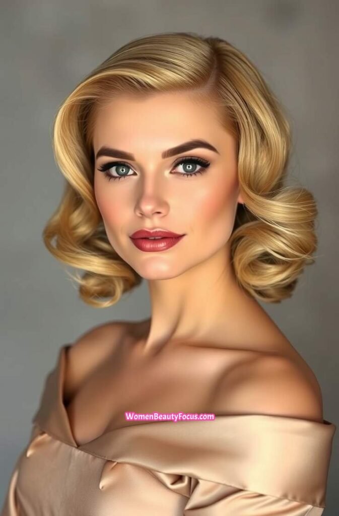 5. Vintage Finger Waves with Deep Side Part Front View