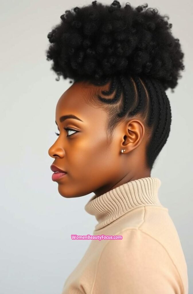 6. Afro Puff Updo with Volume Side View
