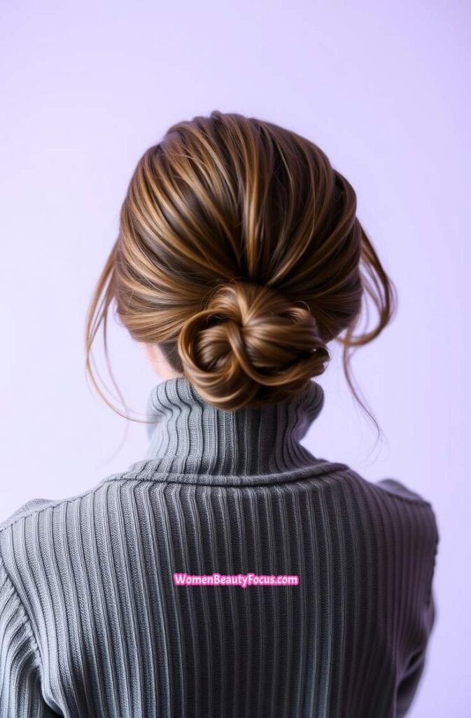 6. Back View of a Messy Low Bun Back View