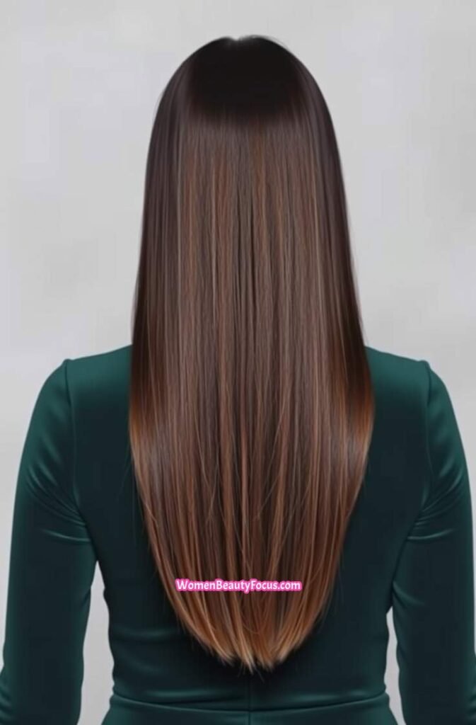 6. Back View of a Woman with Sleek Straight Hair Back View