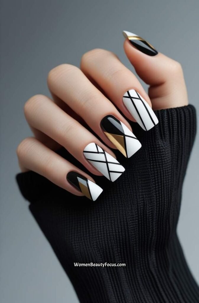 6. Bold Geometric Nail Art