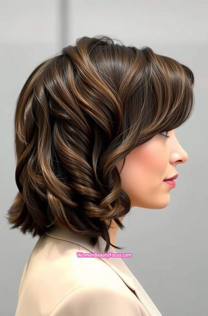 6. Chin Length Wet Curls with Defined Ends Side View 1