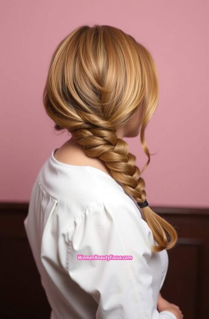 6. Loose Braid with Face Framing Pieces Back View