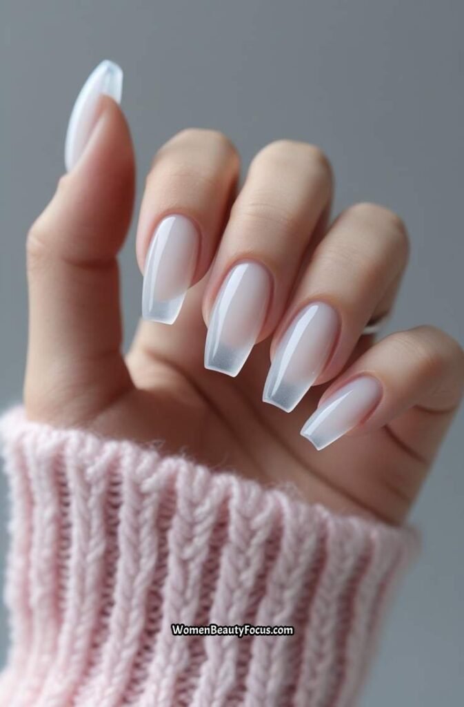 6. Milky White Jelly Nails