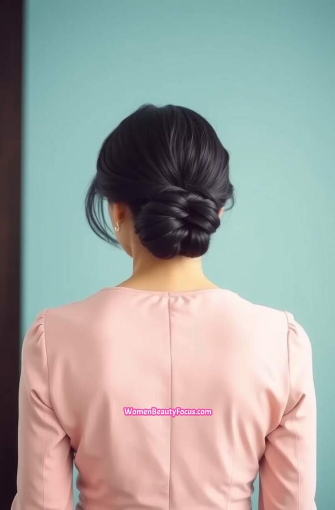 6. Neat Chignon Updo Back View