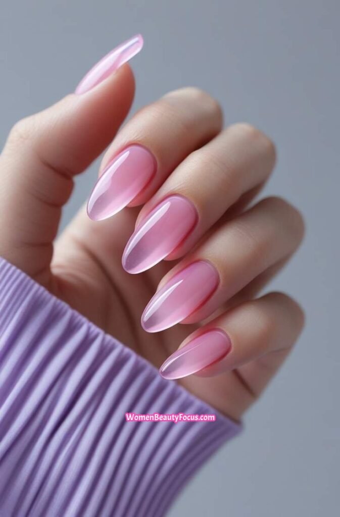6. Sheer Pink Jelly Nails