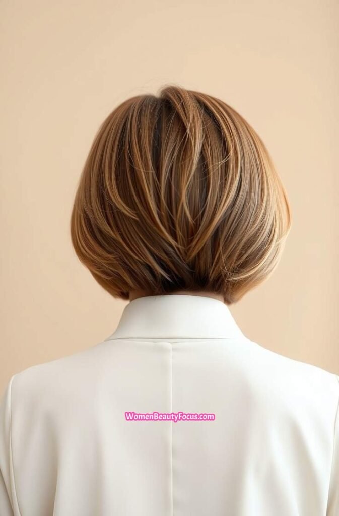 6. Short Stacked Bob with Natural Lift Back View