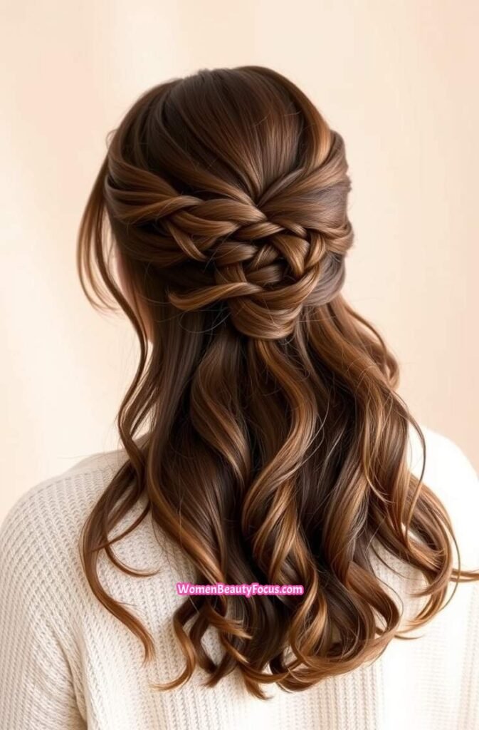 6. Soft Twisted Half Up with Braided Detail Back View