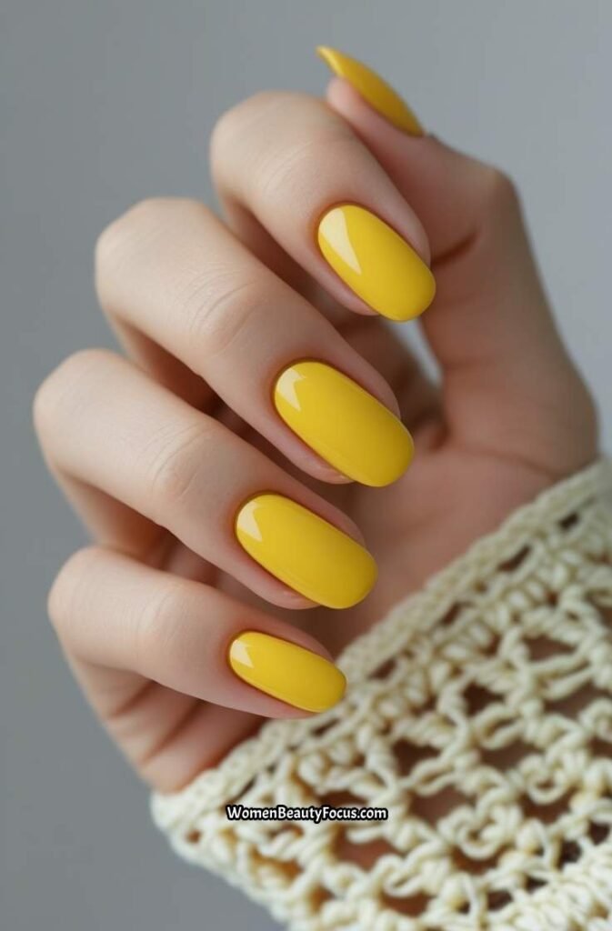 6. Sunflower Yellow Round Nails