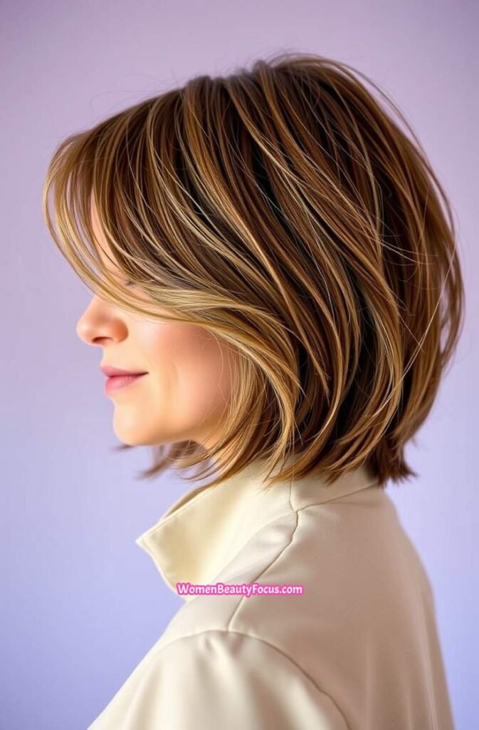 6. Tousled Bob with Subtle Layers Side View