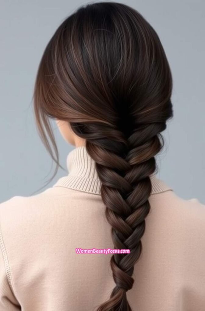 6. Waterfall Braid on Straight Hair Back View