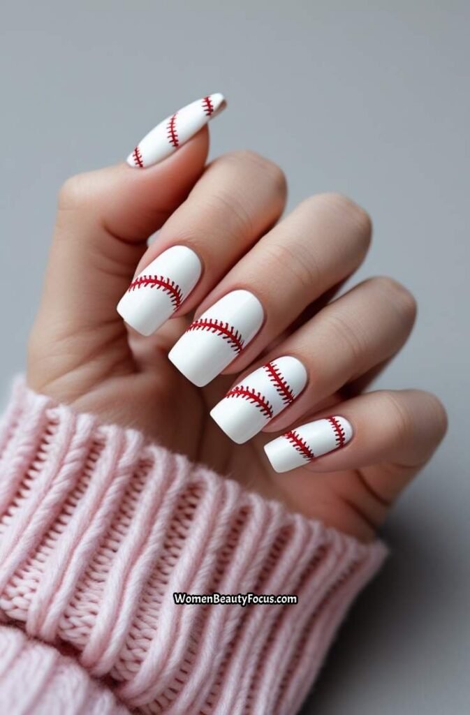 6. White and Red Baseball Stripes