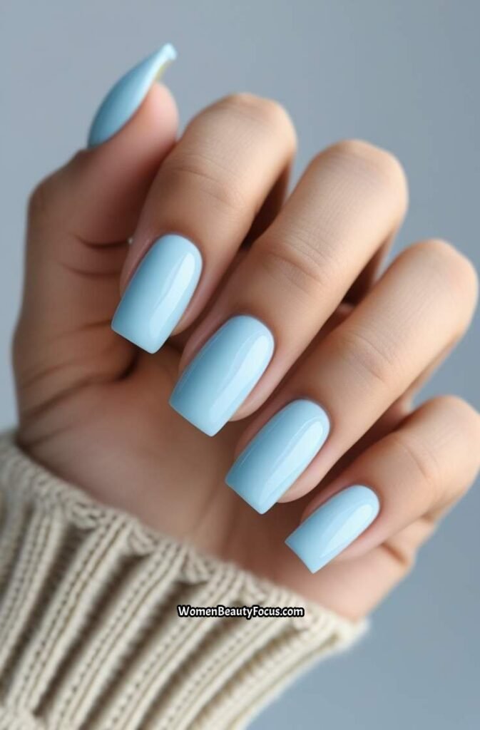 7. Baby Blue Short Acrylic Nails