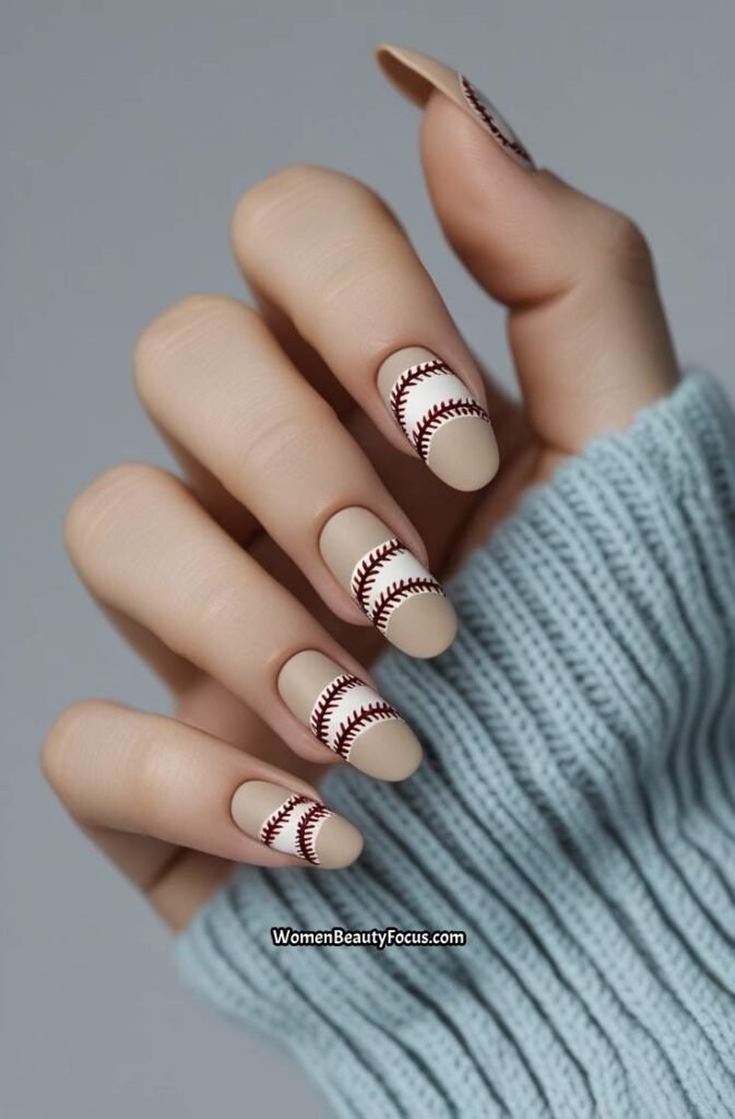 7. Baseball Glove Accent Nails