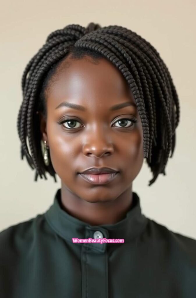 7. Bob Length Locs with Middle Part FrontStraight View