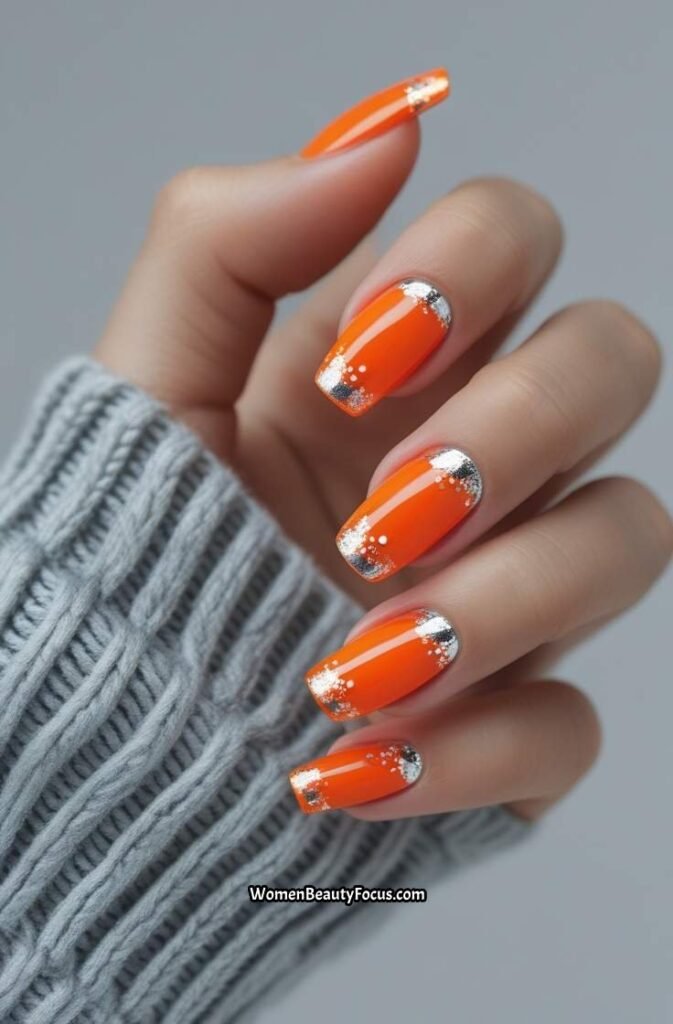 7. Bright Tangerine with Silver Foil Accents
