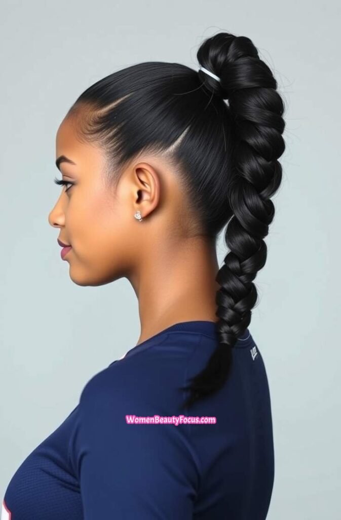 7. Bubble Braid Ponytail for a Sporty Look Front View