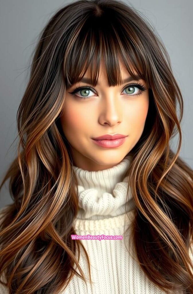 7. Classic Butterfly Cut with Curtain Bangs Front View