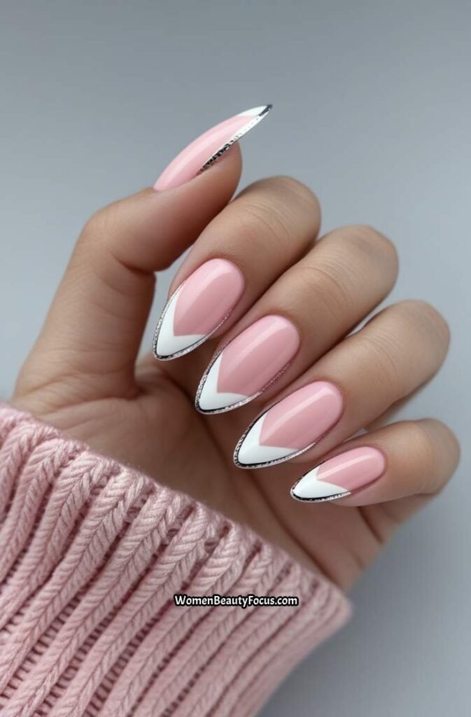 7. French Tip Gel Nails with a Twist