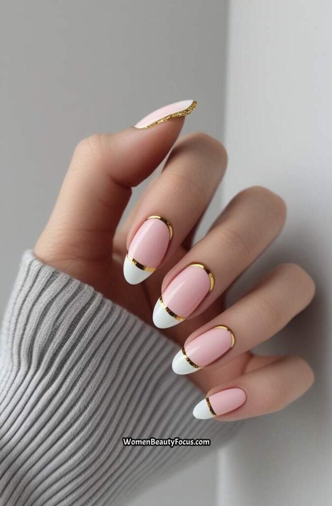 7. Light Pink French Tips with a Twist