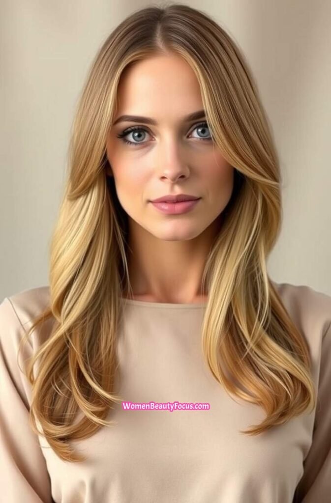 7. Long Layers with Side Swept Bangs FrontStraight View