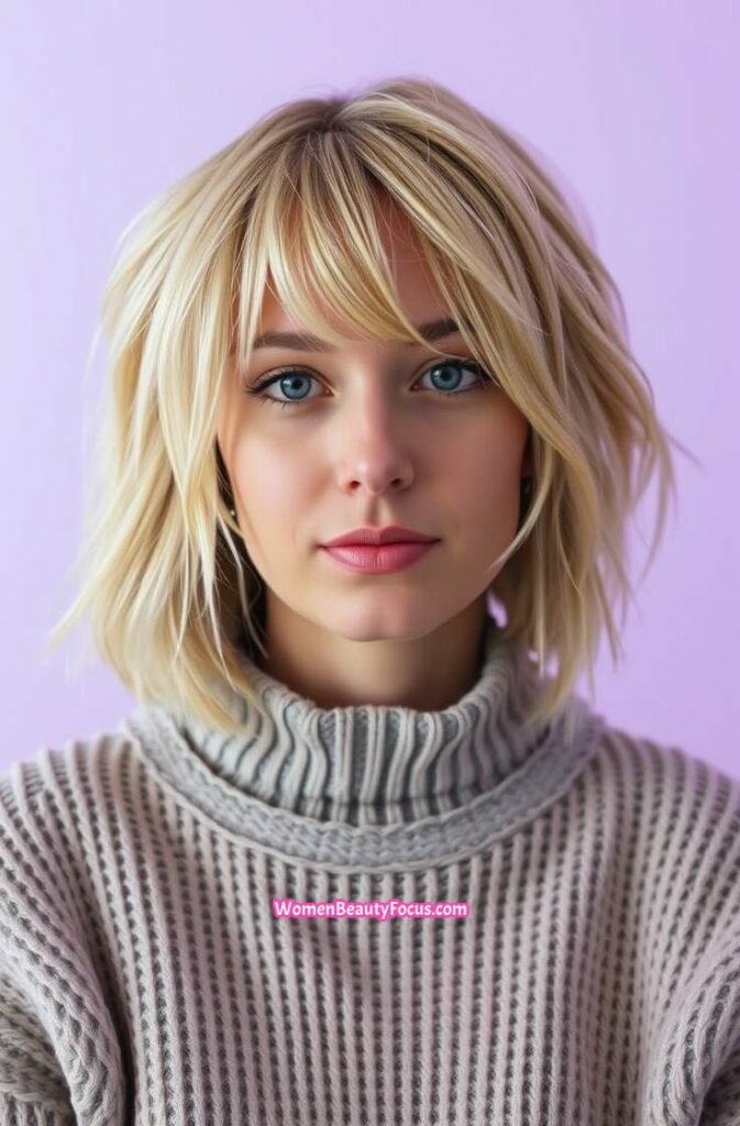 7. Modern Shag Cut with Wispy Bangs Front View
