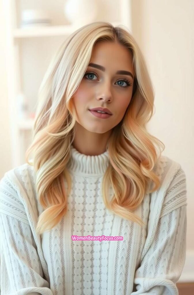 7. Pastel Peach Soft Waves FrontStraight View