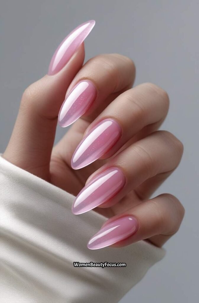 7. Sheer Pink Jelly Nails