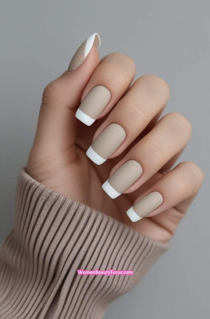7. Short French Nails with Matte Finish