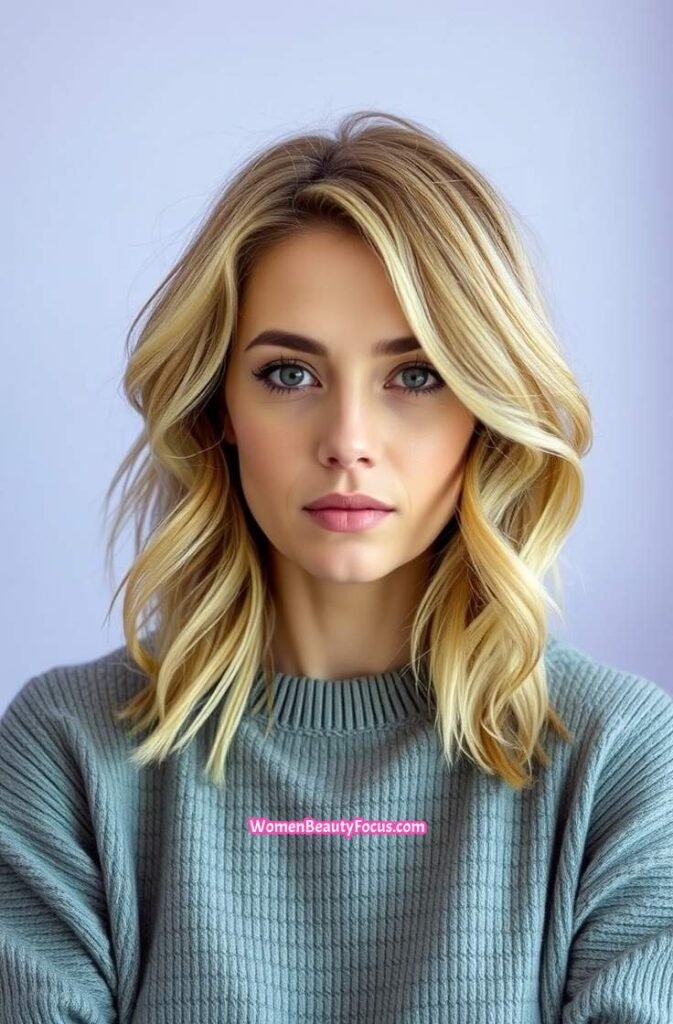 7. Side Part with Layered Waves Front View