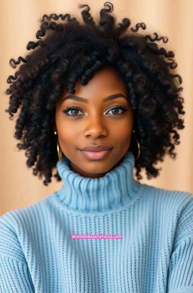 7. Side Parted Afro with Soft Volume Front View