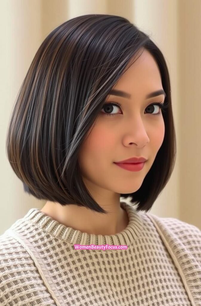 7. Side Swept Bangs with a Bob FrontStraight View