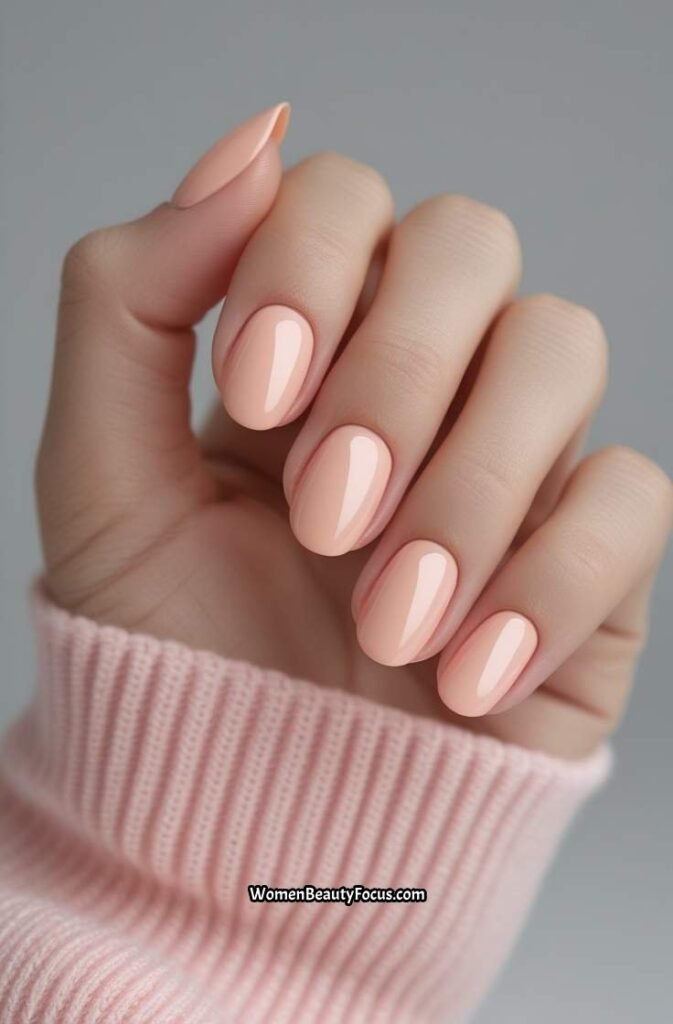 7. Soft Peach Short Round Nails