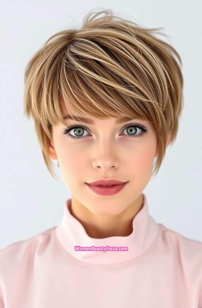 7. Softly Tousled Pixie with Side Bangs Front View
