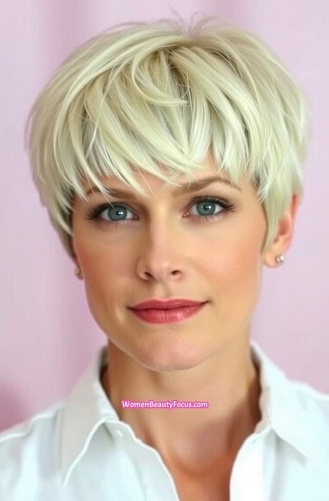 7. Textured Pixie with Blunt Bangs Front View