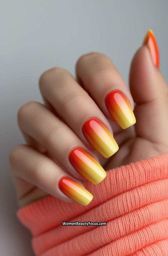 7. Tropical Sunset Gradient Nails