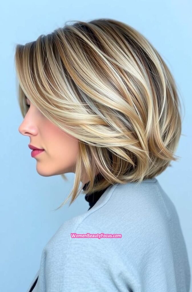 8. Asymmetrical Bob with Soft Waves Side View