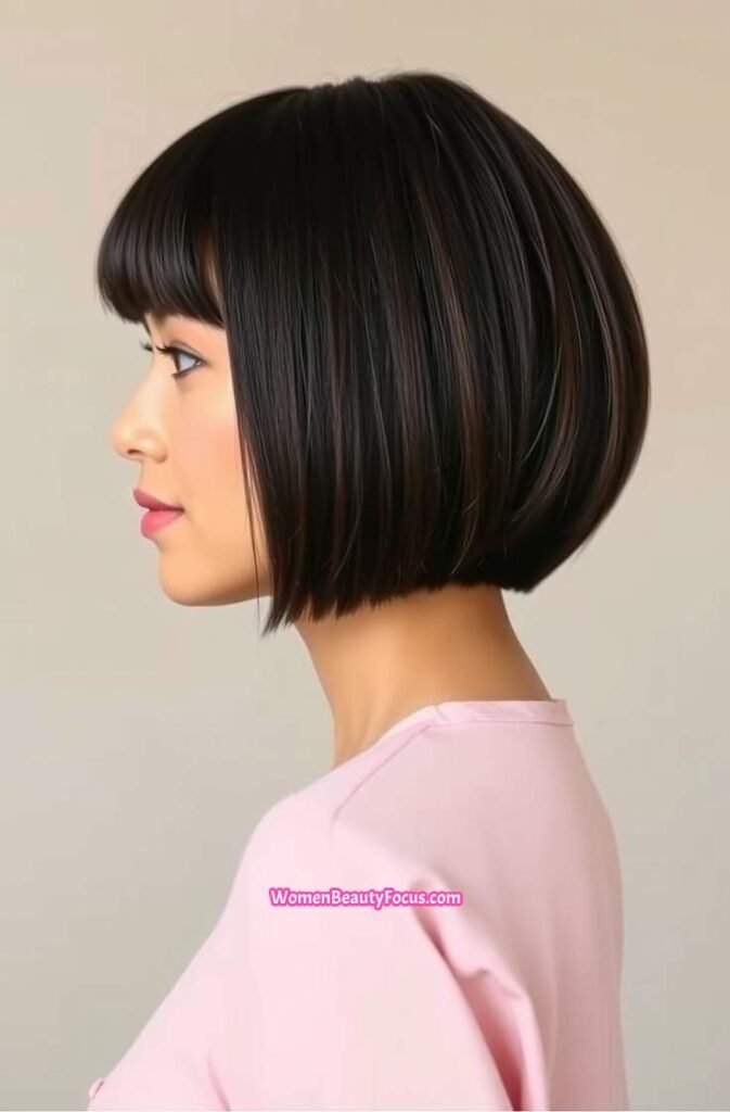 8. Blunt Bob with Straight Bangs Side View