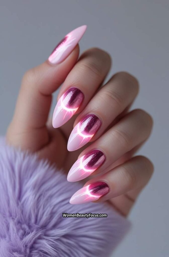 8. Bubblegum Pink Aura Nails