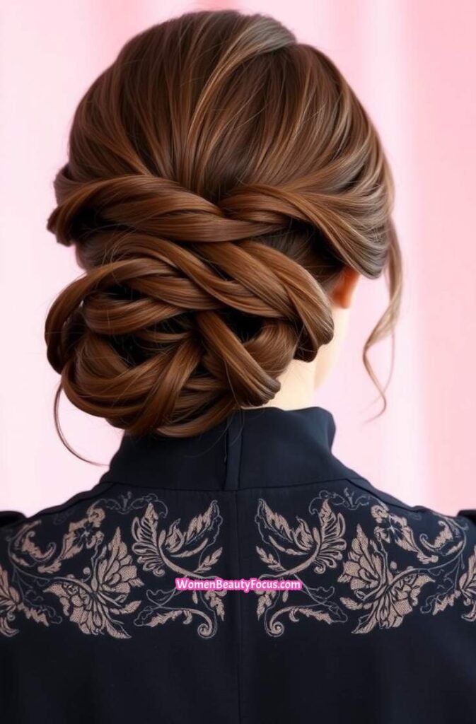 8. Chic Butterfly Updo with Soft Twists Back View