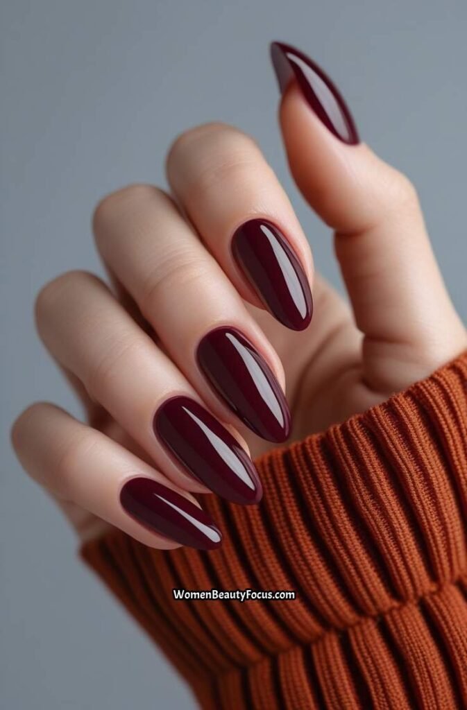 8. Glossy Burgundy Gel Nails for Fall