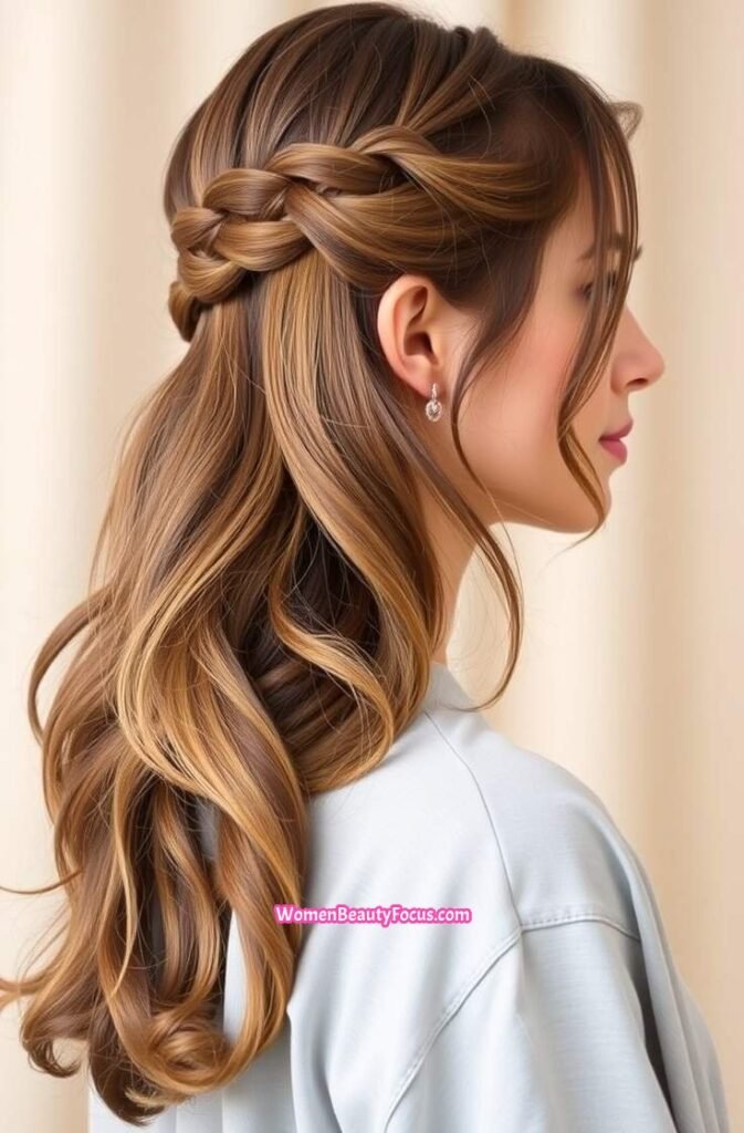8. Half Up Braided Hairstyle Side View