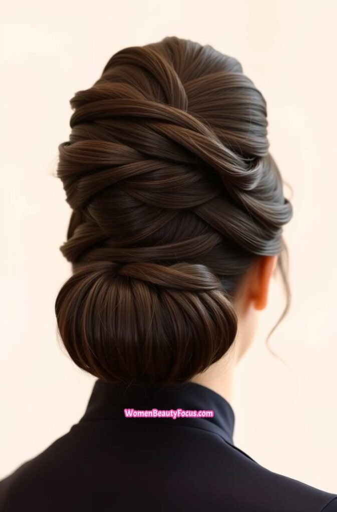 8. High Chignon with Elegant Volume Back View