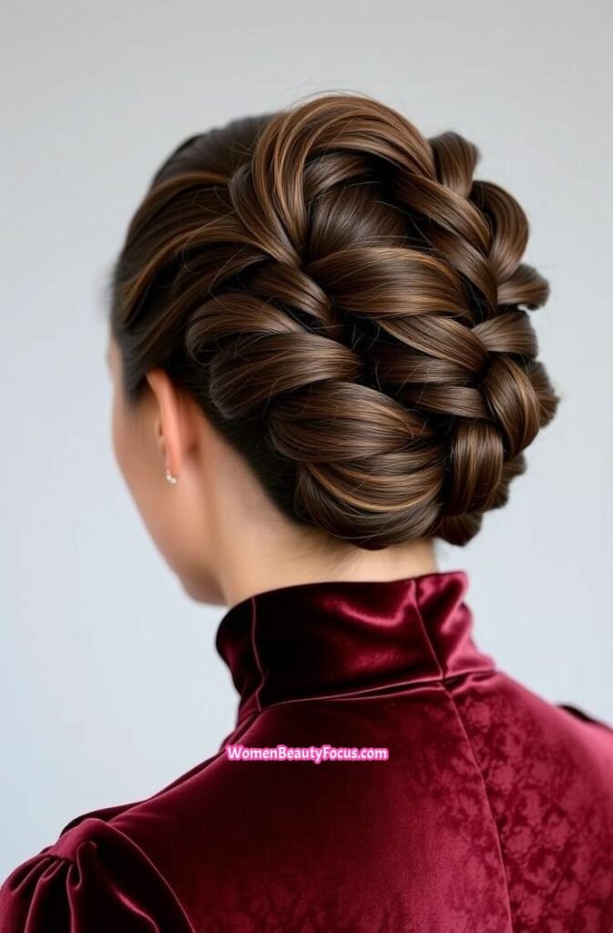 8. Intricate Braided Bun Back View